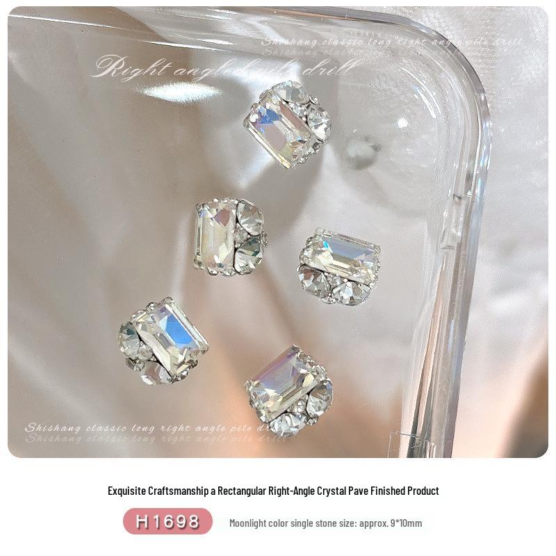 Crystal Right Angle Rhinestone Nail Accents - Exquisite, Super Shiny, Handmade Press-on Accessories
