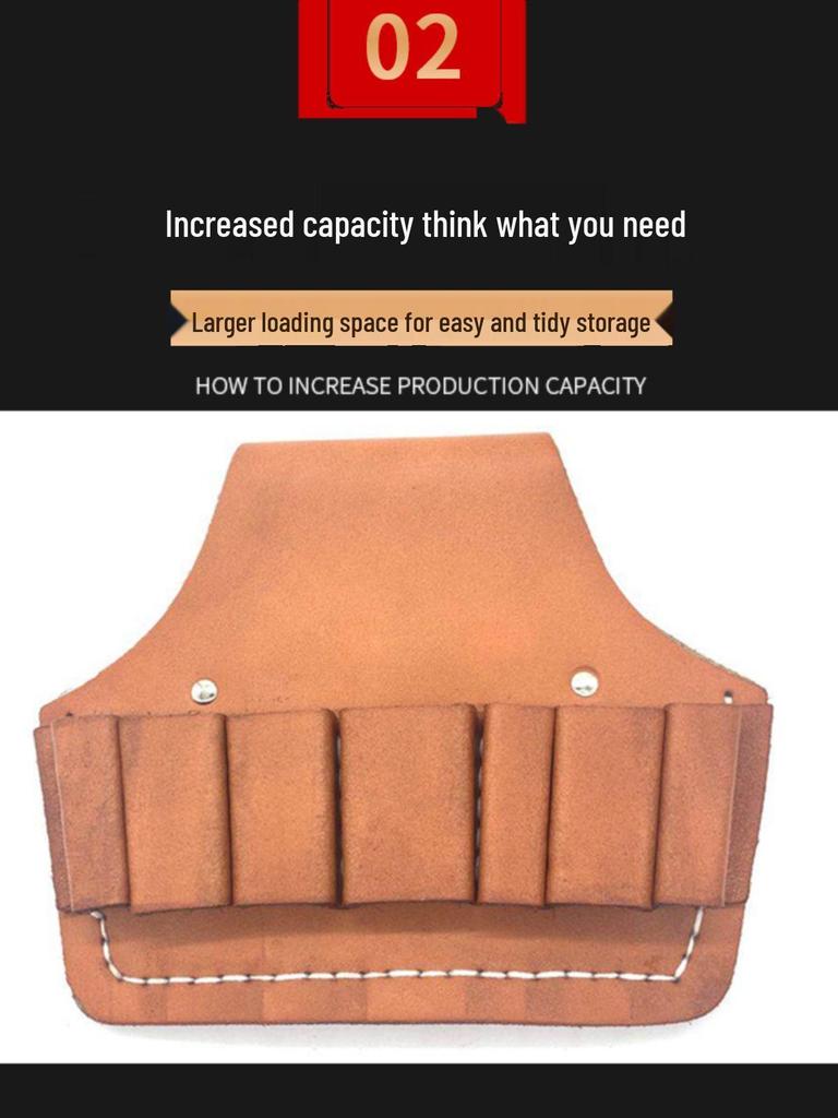 Cowhide Electrician Waist Bag: Wear-resistant Leather Tool Belt with Plier Holster, Seven Versatile Pockets, Free Shipping