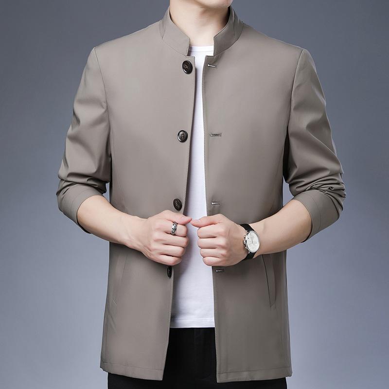Autumn New Middle-aged and Elderly Men's Jacket Dad Jacket Long Button Coat Male Loose Large Size Jacket