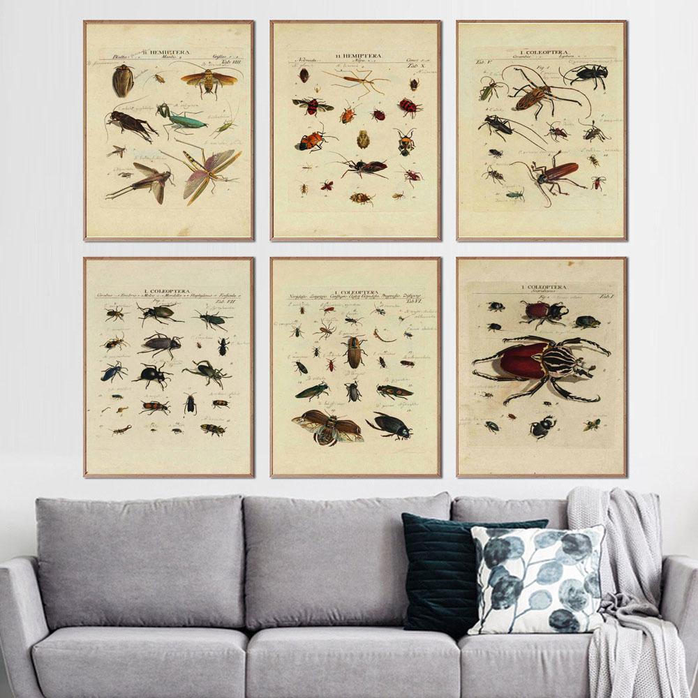 Nordic RETRO Art Canvas Painting Butterfly Insect Evolution Poster Living Room Corridor Wall Painting Home Decoration Mural No Frame