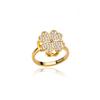 Rotatable Four-leaf Clover Love Zircon Flower Ring Creative Design Sense Free Rotation Anti-pressure Ring