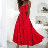 Women’s Sleeveless V Neck Maxi Dress Summer Geometric Floral Print Loose Fit Long Dress with Adjustable Straps