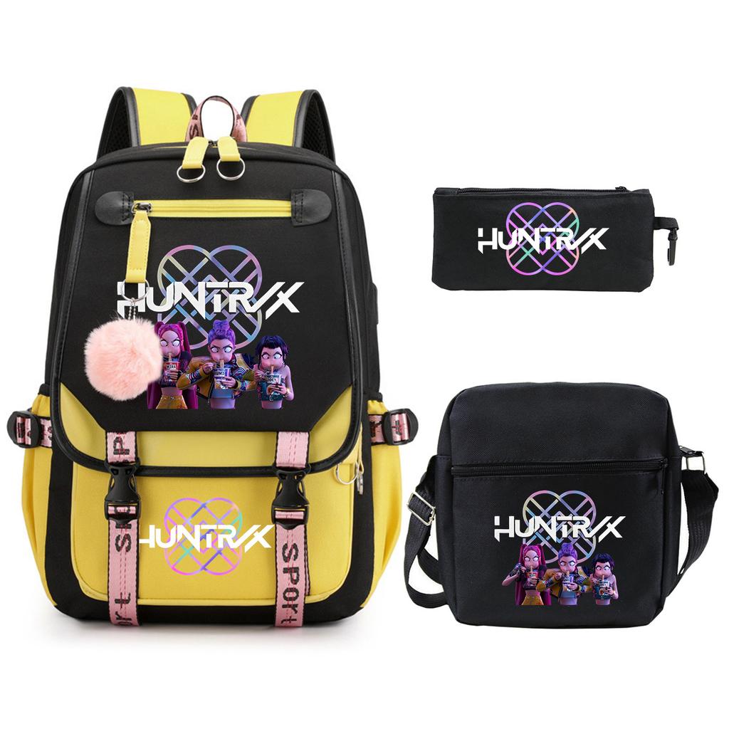 KPop Demon Hunters Korean version of student school bag children's backpack pencil bag set