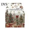 Farmhouse Table Runner Linen Christmas Runner, Winter Reindeer Santa Seasonal Home Decorations Prints, Tabletop Overlay for Holiday Dining Decor