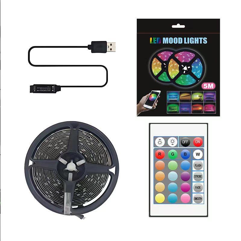 5V RGB LED Light Strip Set: Color-Changing USB Bluetooth Smart Background for Desk and Wall Decoration.