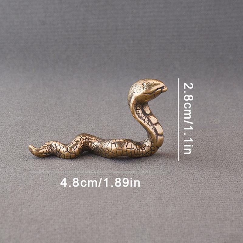 Antique Bronze Cobra Snake Miniature Figurines Copper Carvings Zodiac Animal Desk Decorations Tea Pets Ornaments Brass Crafts