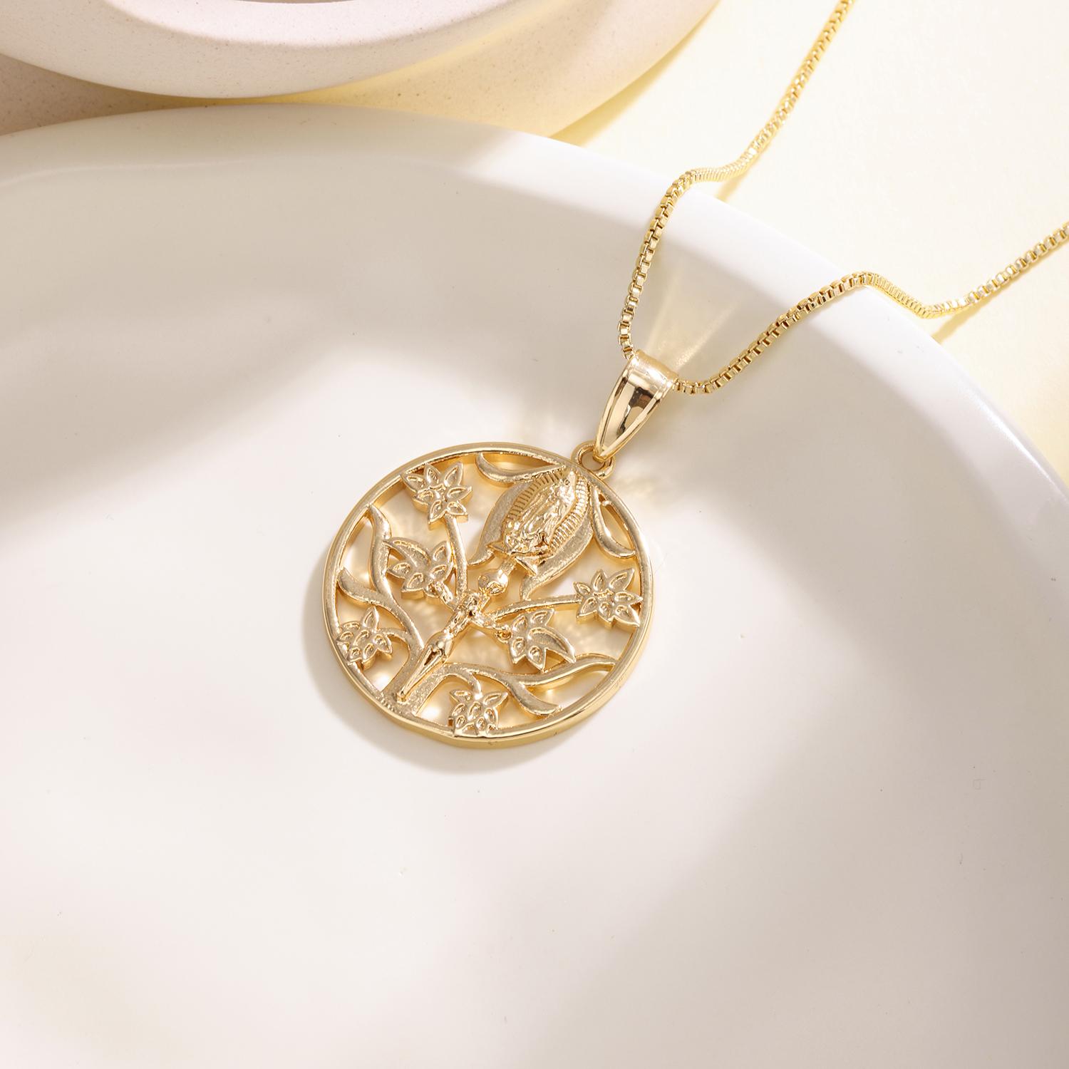 

Nidin Vintage Our Lady Guadalupe Tree Of Life Pendant Necklace For Women Enamel Religious Virgin Mary Charm Christian Jewelry золотой