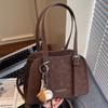 High-value niche shoulder bag autumn new solid color fashion trend glossy underarm handbag women