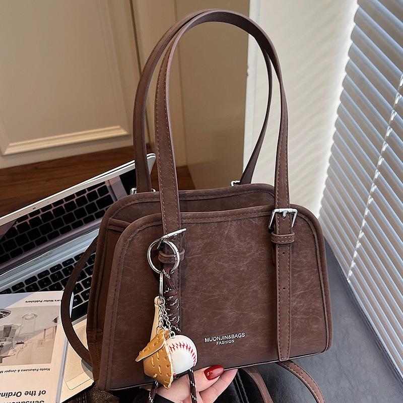 High-value niche shoulder bag autumn new solid color fashion trend glossy underarm handbag women