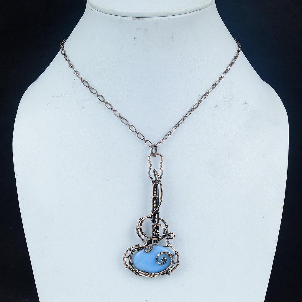 Owhyee Opal Gemstone Pendant 999 Copper Wire Wrapped Jewelry, Handmade Antique Pendant Jewelry, Gift For Mother