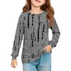 Girls' Long Sleeve Blouse - Round Neck Soft Waist Tunic