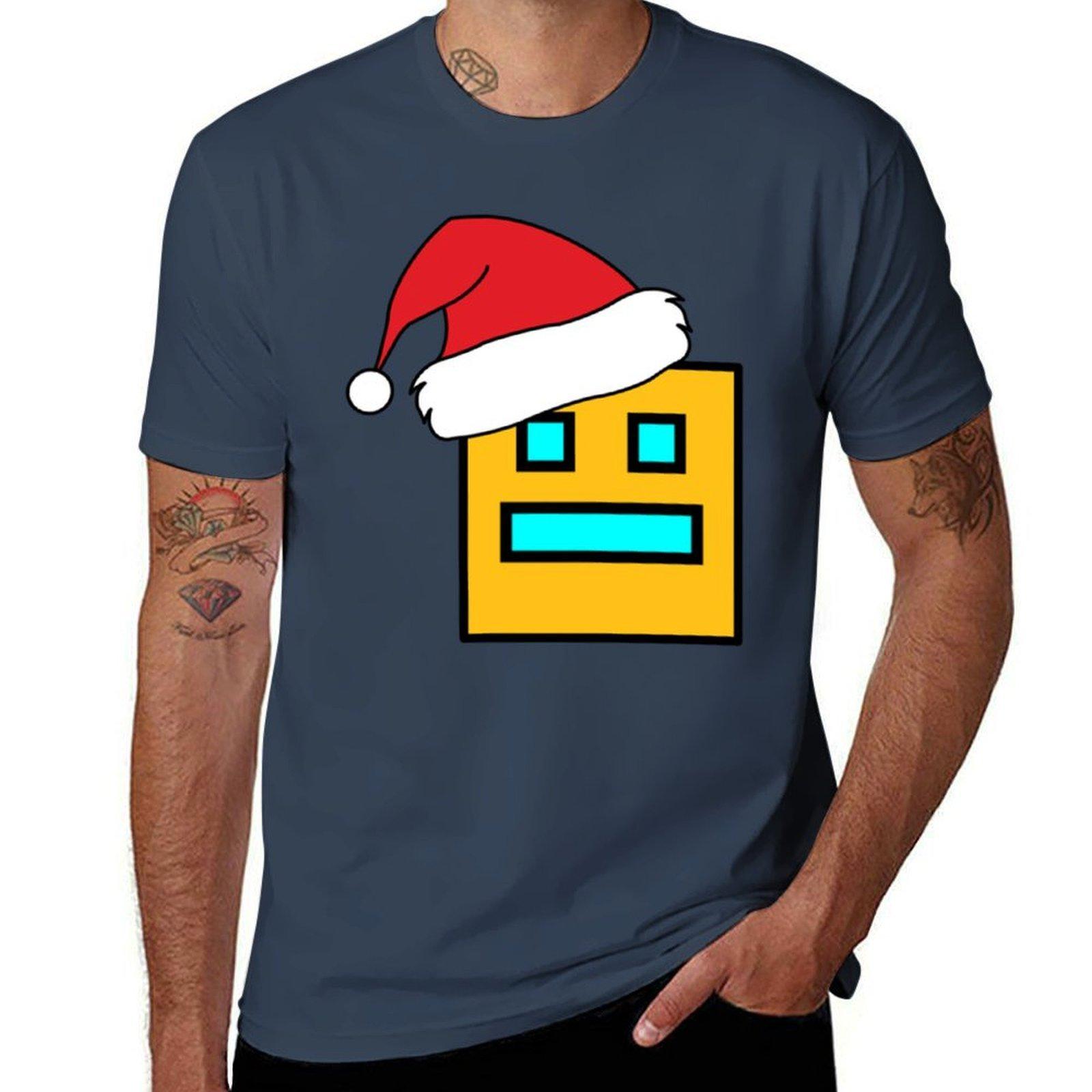 Geometry Dash рождественская футболка мужская футболка хлопок мужская футболка хлопок высокого качества футболка S