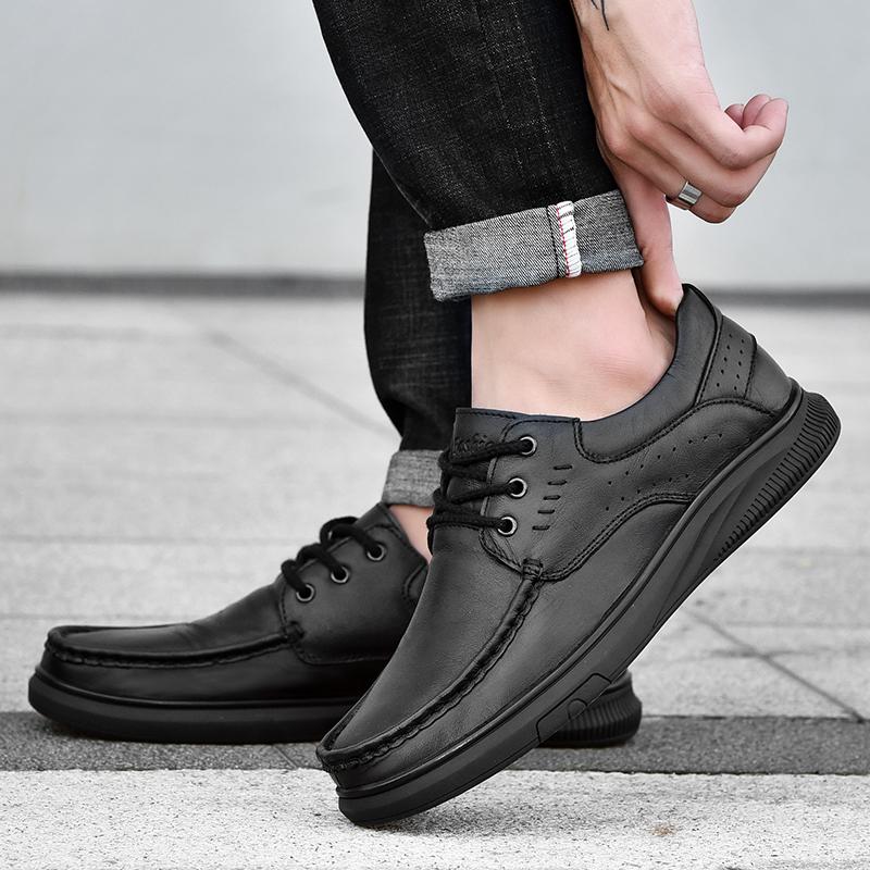 Men's Genuine Leather Casual Shoes Business Casual Shoes Comfortable Soft Sole Anti Slip Lazy Driving Shoes