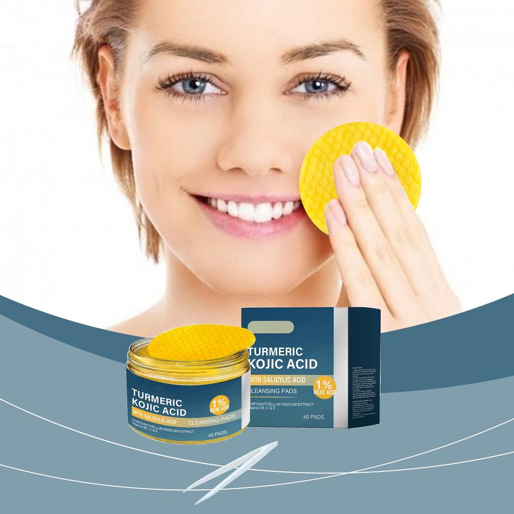 Cleansing Pads, Kojic Cleansing Pads Helps Balance Skin Oil And Water Hydrating Remove Excess Keratin From The Body'S Skin With Clip,40PC/30ml,