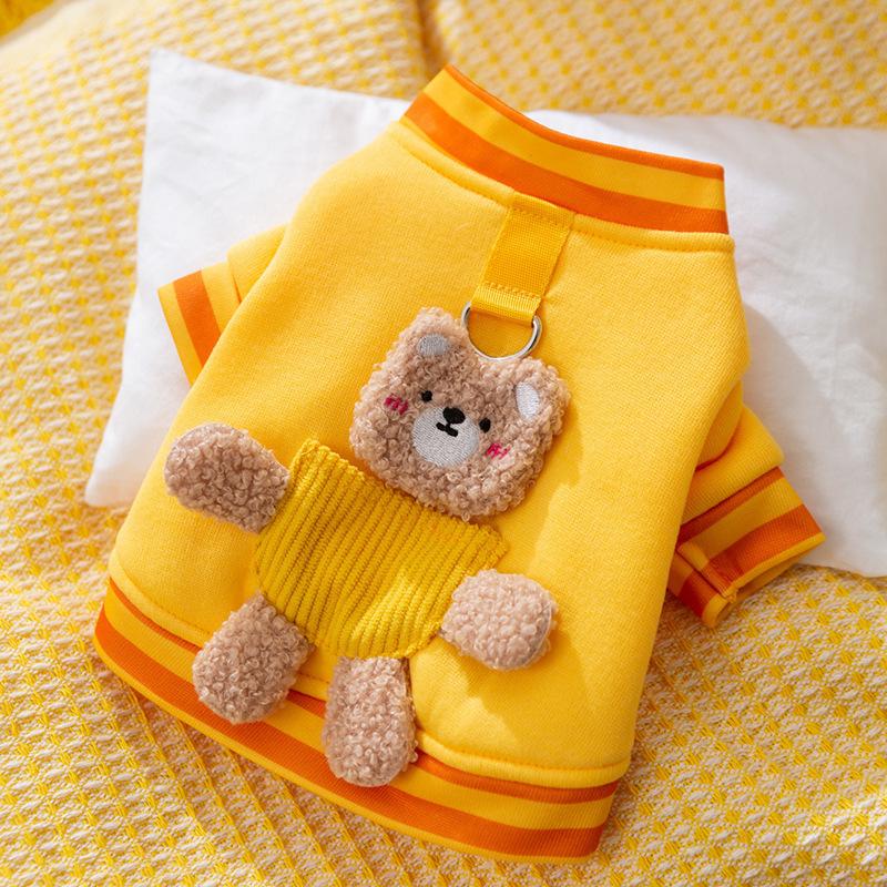 Spring cute bear dog clothes autumn and winter warm teddy dog bipods cat pet clothing