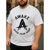European sizes Men's Breathable T-Shirt with Enlightenment Print - Casual Short Sleeve Round Neck Tee for Gaming
