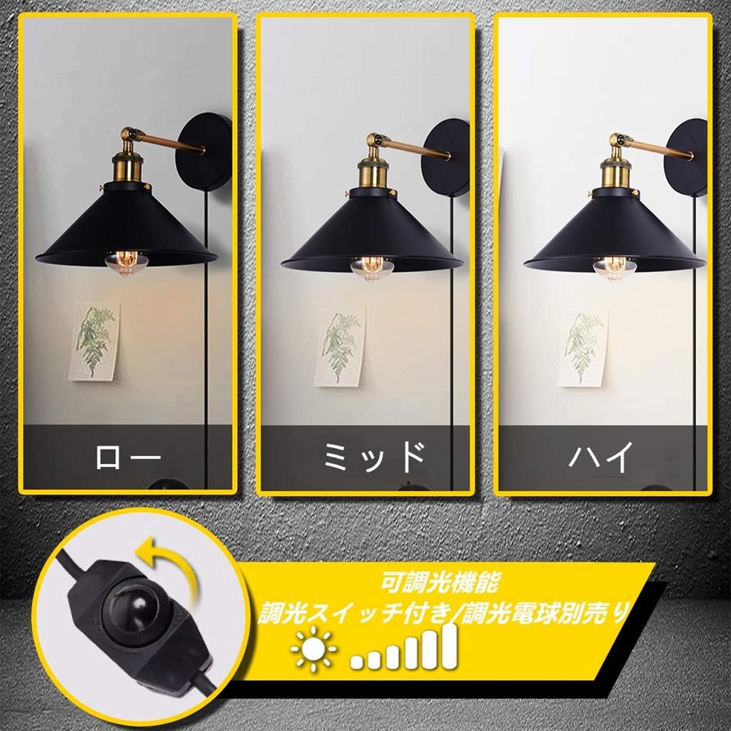 Lightess Retro Wall Light, Outlet-Type Bracket Light, No Installation Required, 180° Adjustable Angle, Dimmer Switch, Spotlight, Entryway Light,