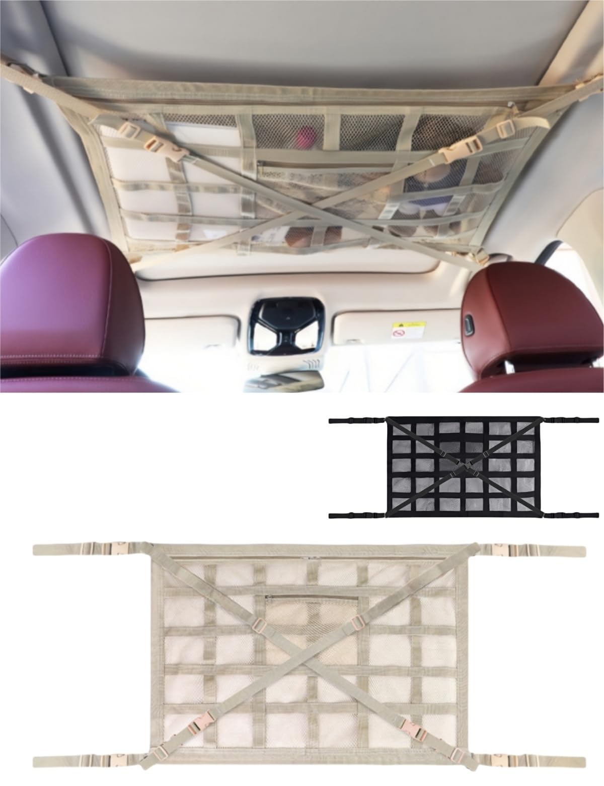 

LIUSHUYAN 2025 Advanced Cross Structure Car Roof Easy Double Zipper and Buckle Medium Size x 53 Net, Anti-Sagging, Two-Layer, Installation, Fastening, бежевый
