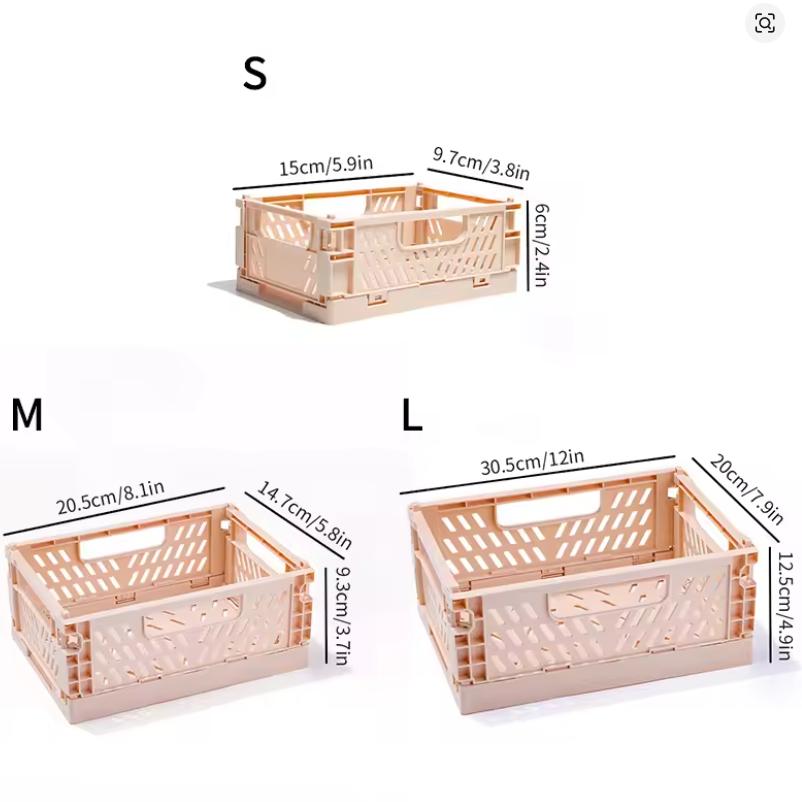 1-3pcs Plastic Foldable Storage Crate Folding Box Basket Stackable Boxes Organizer Portable