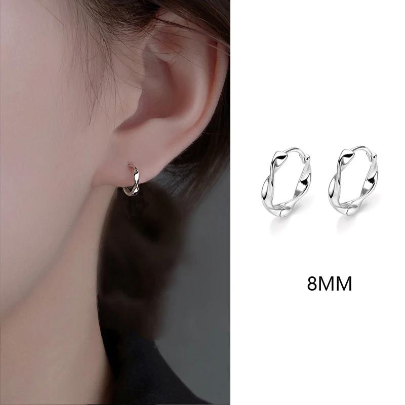 925 Sterling Copper Geometric Wave Earrings for Women Luxury Punk Zircon Gift