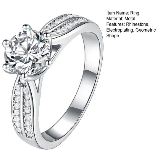 Funkelnde Ohrringe, Strass, geometrisch, galvanisiert, Braut-Set, perfekter Hochzeitsversprechen-Ring für Frauen