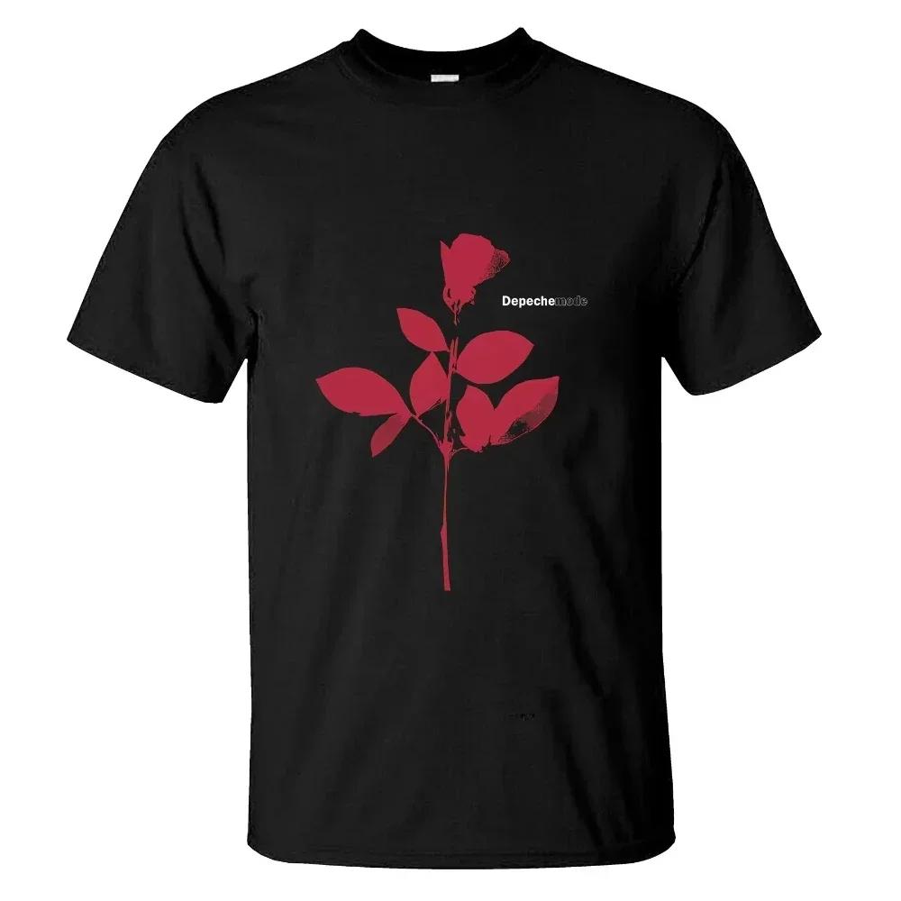 2025 Depeche Mode Rock Short Sleeve Rose Men's and Women's T-shirts Punk American Hip Hop Cotton Tshirts High Quality T-shirt