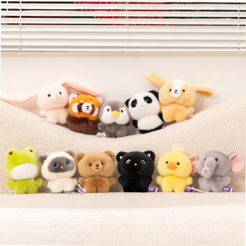Cute Animal Plush Pendant Doll Rabbit Elephant Panda Bear Stuffed Cartoon Plush Dog Cat Animal Plush Toy Keychain Gift