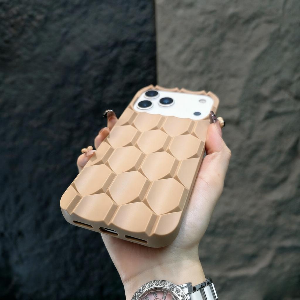 Soft 3D Honeycomb Phone Case For iPhone 17 16 15 12 13 14 Pro Max Shockproof Silicone Anti-skid 17Pro 16Pro Max Matte Case Cover