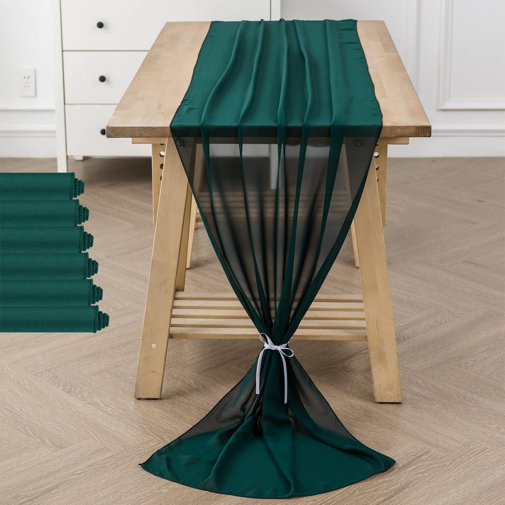 1PC/4PCS Chiffon Table Runner 30x300cm Sheer Romantic Table Runner for Wedding Birthday Party Bridal Shower Outdoor Decoration