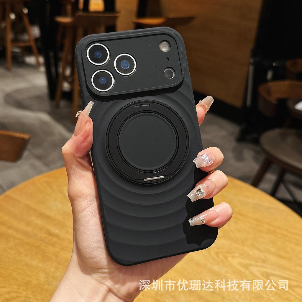Applicable To iPhone11PROMAX Ripple Liquid Silicone Mobile Phone Case Apple 11 Rotating Magnetic Bracket Protective Case
