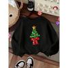 Kids Crewneck Sweatshirt, Unique Creative Christmas Tree Print, Casual Tops for Fall & Winter