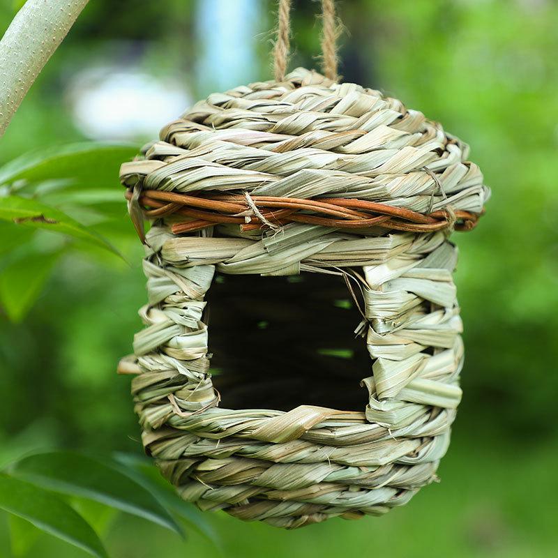 Handmade Straw Woven Bird Cage - Outdoor Hanging Bird Nest House Decoration