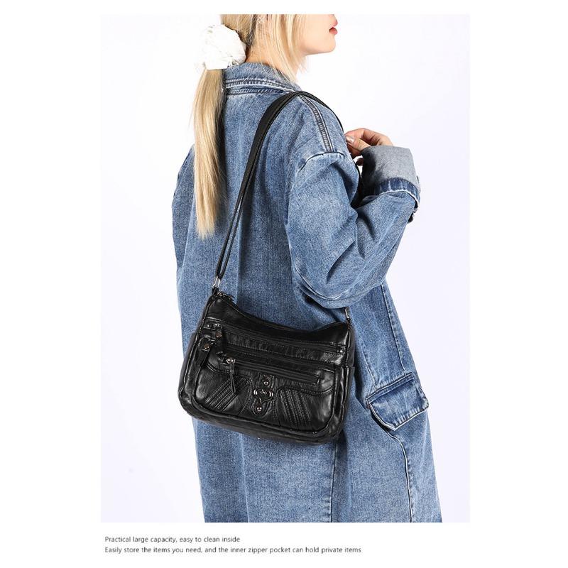 Ladies' Soft Leather Large Capacity Crossbody Shoulder Bag