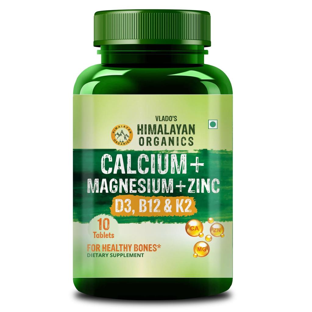 Himalayan Organics Calcio Magnesio Zinco Vitamina D3, B12 e K2 (10 conteggio (Confezione da 1))