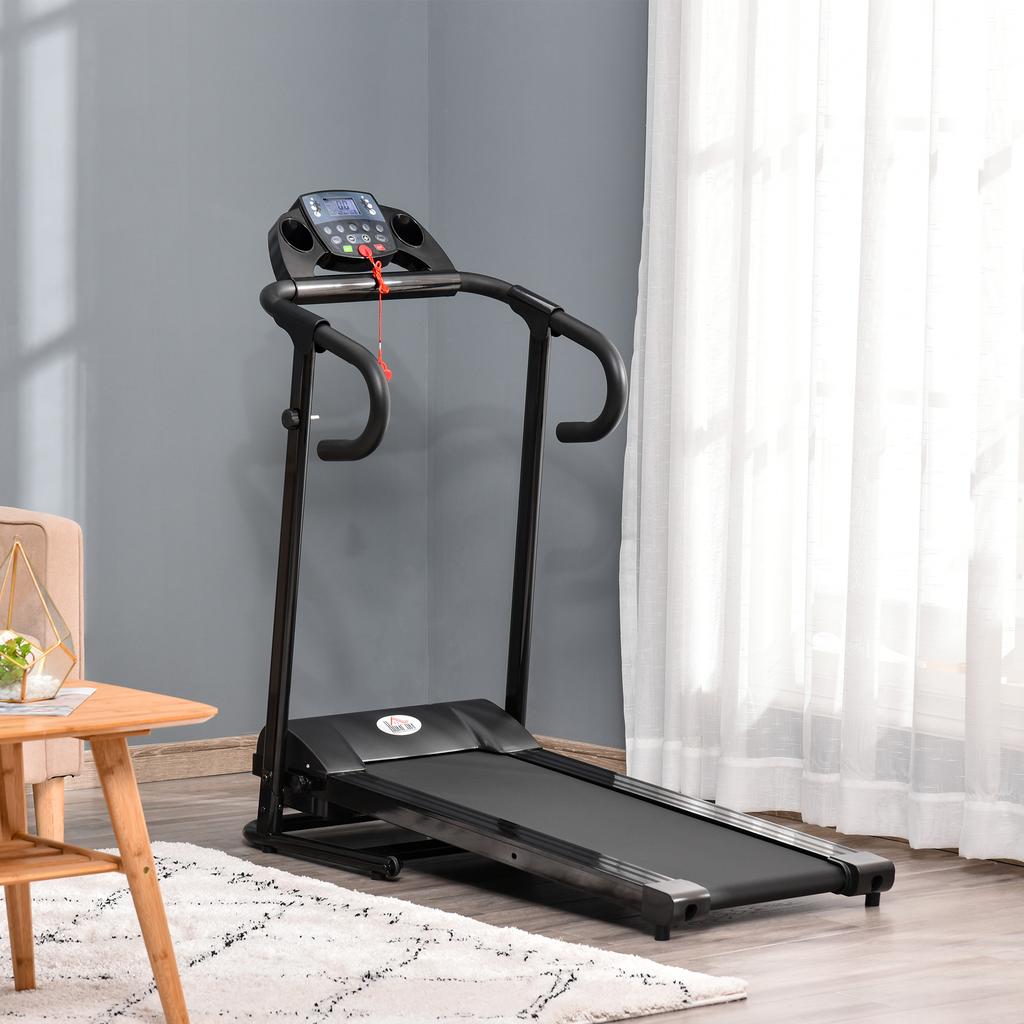 Electric Treadmill, Foldable, with LCD Display, Speed 0.8-10km/h and 3 Programs, Power 500 W, 123 x 62 x 117 cm, Black