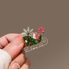 Korean Style Christmas Brooch Reindeer Christmas Tree Brooch Cute Enamel Rhinestone Brooches  Girls