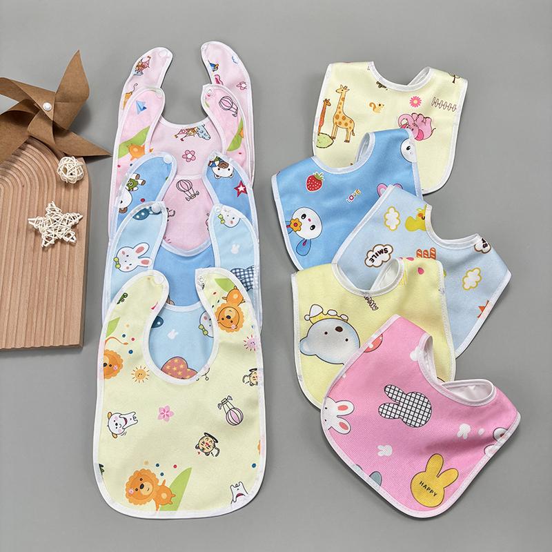 4/6/8/10pcs Waterproof Baby Feeding Bibs Infants Cute Pattern Saliva Towel Newborn Toddler Soft Burp Cloth For Kids Bib