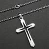 Religious Talisman Hollow Cross Pendant Necklace for Men Silver Color Hip Hop Metal Cross Necklace Christian Amulet Jewelry