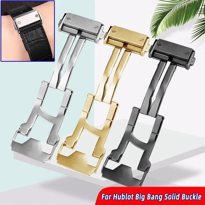 18mm 22mm for Hublot Big Bang Silicone Leather Strap Watch Clasp Button Silver Black Gold Solid Stainless Steel Buckle Free Tool