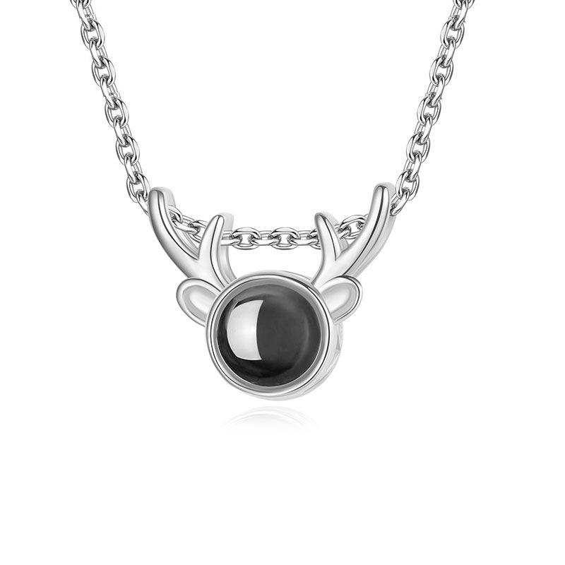 Necklace for Women, One Deer with You Projection of Versatile Collarbone Chain Trendy Antler Pendant Road Couple Commemorative Gift