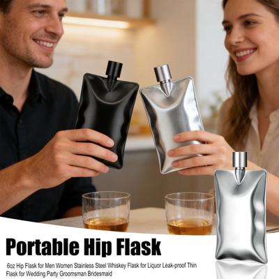 6oz Taschenflasche für Männer Frauen Edelstahl Whiskeyflasche für Spirituosen Auslaufsicher Dünne Flasche