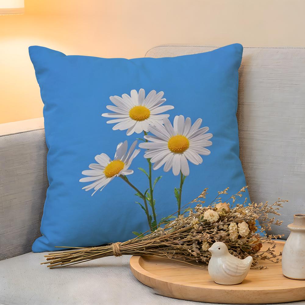 Cushion Cover  Linen  SkinFriendly Soft Decorative Case For Sofa Home Decor Fashion Daisy Pillow Cover