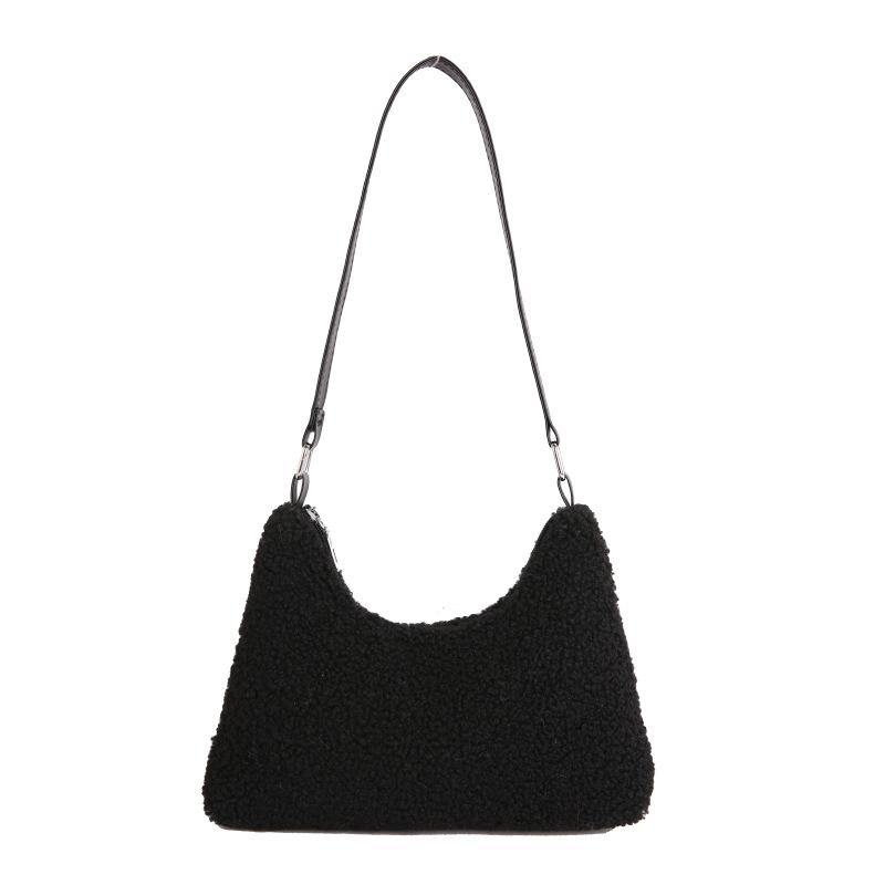 

Light Luxury Small Bag Women S Fashion Retro Plush Shoulder Messenger Bag Work Commuter Armpit Bag чорний