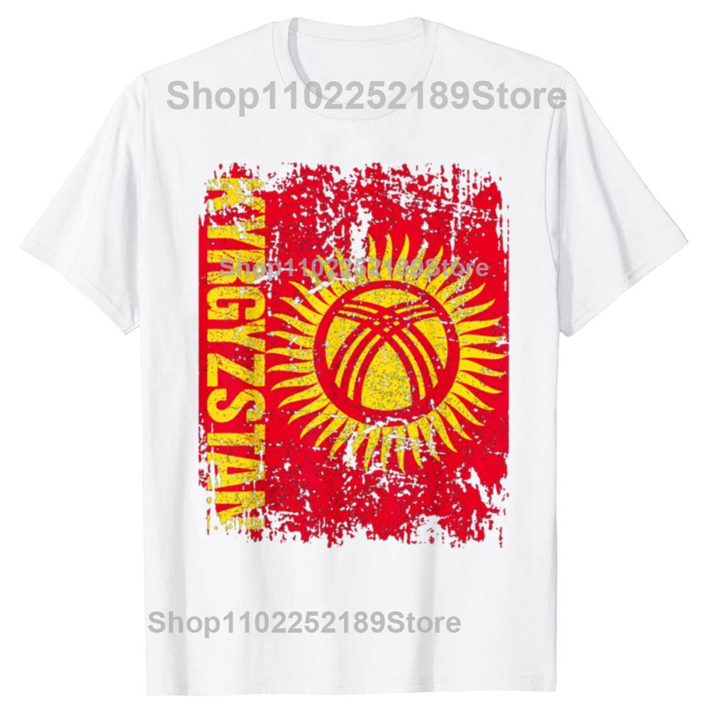 

KYRGYZSTAN Flag Vintage Kyrgyz Power T Shirt Tee Tops Round Neck Short-Sleeve Fashion Tshirt Clothing Casual Basic T-shirts L