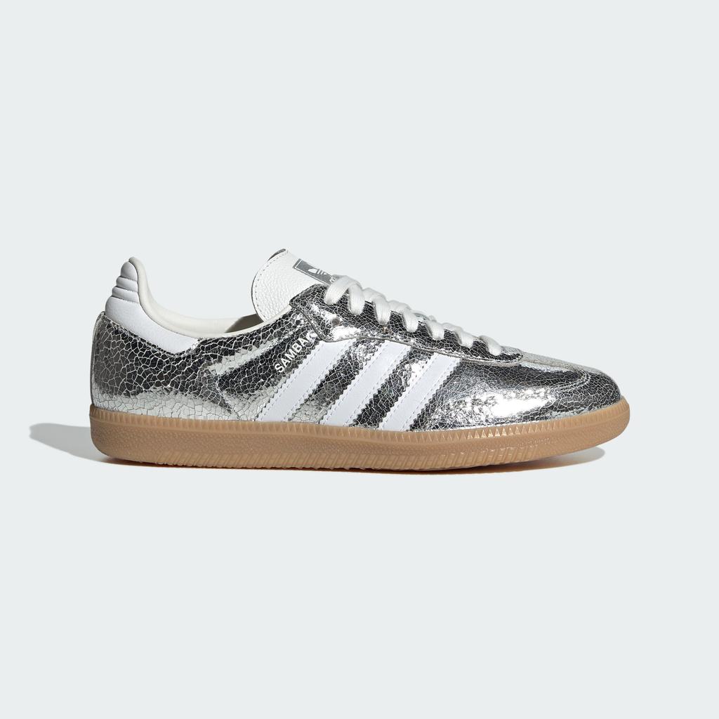 adidas Samba OG Silver Metallic Cracked Leather (Women's)