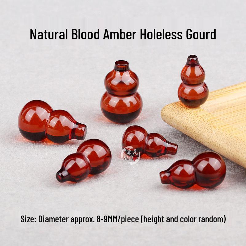 Hand-Carved Blood Amber Gourd Pendant Necklace with Loose Beads - DIY Jewelry & Car/Bag Accessory