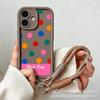Color polka dot lanyard suitable for Apple 15 mobile phone case iphone12promax emery 1413 protective cover 16