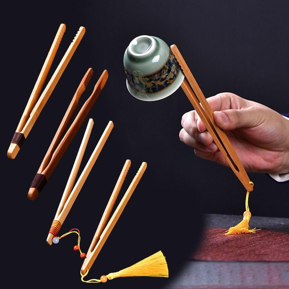 Safe Food Toast Salad Tongs Bamboo Wood Salad Clip New Teaware Accessories  for Bacon Sugar