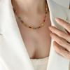 Colorful Retro Rhinestone Patchwork Necklace & Colorfast Bracelet - Simple Titanium Steel Dopamine Jewelry