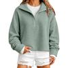 Women's Color Long Sleeve Zip-Up Sweatshirt with Collar for Casual Daily Wear